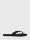 Prada Logo Embossed Leather Flip Flop Sandals In Black