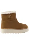 Prada Evolve Shearling-lined Suede Ankle Boots In Brown