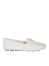 Prada Suede Driving Loafers In White