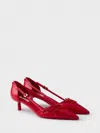 Prada Open-side Leather Pumps With Bow Detail And 4.5cm Heel In Brown