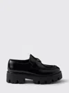 Prada Black Leather Platform Moccasin With Logo In Black