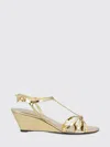 Prada Metallic Wedge Sandals Ankle Strap Open Toe In Gold