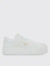 Prada White Leather Downtown Sneakers In Multi