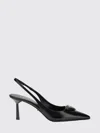 Prada (wmns)  Patched Logo Brushed Leather Slingback Heels 'black' In Multi
