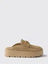 Prada Suede Flatform Mules In Neutral