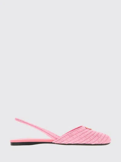 Prada Triangle-logo Crochet Ballet Flats In Pink