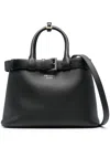 Prada Small Logo Leather Top Handle Bag In Schwarz