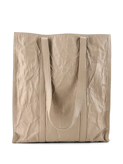 Pre-owned Prada Shopper Nappa Antique Medium Tote Bag In Neutral