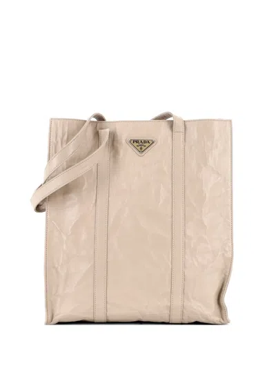 Pre-owned Prada Shopper Nappa Antique Medium Tote Bag In Neutral