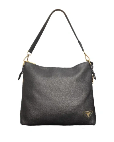 Prada Shopping Tote Hobo Black In Grey