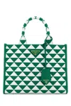 Prada Women Embroidered Fabric Small Symbole Shopping Bag