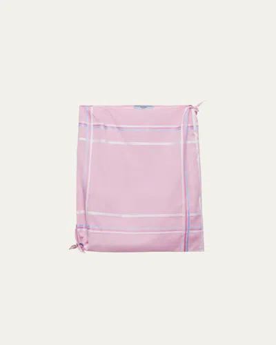 Prada Short Batista Cotton Check Skirt In Pink