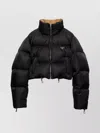 Prada Cropped Fit Stand-up Collar Down Jacket In Black