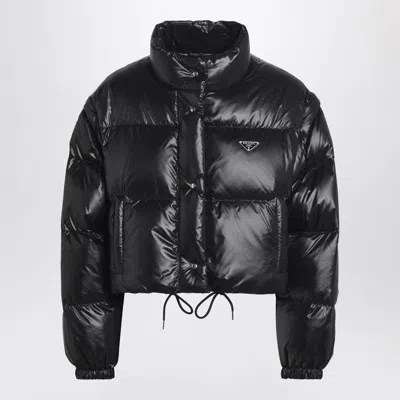 Prada Short Modular Puffer Jacket In Black Re-nylon