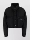 Prada Short Re-nylon Down Jacket In Black
