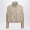 Prada High Collar Jacket Adjustable Cuffs Pockets In Neutral