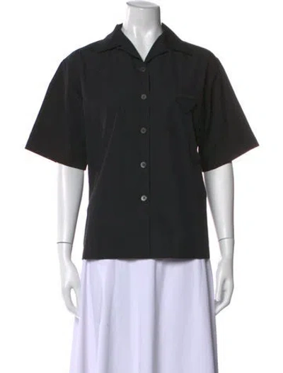 Pre-owned Prada Short Sleeve Button-up Top In Black