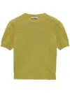 Prada Short Sleeve Cashmere Knit Top In Green