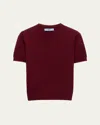 Prada Short Sleeve Cashmere Sweater In Brown