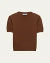 Prada Short-sleeved Cashmere Sweater In Brown