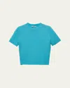 Prada Short-sleeve Cashmere Sweater In F0076 Celeste
