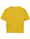 Prada Short-sleeve Cashmere Sweater In Yellow