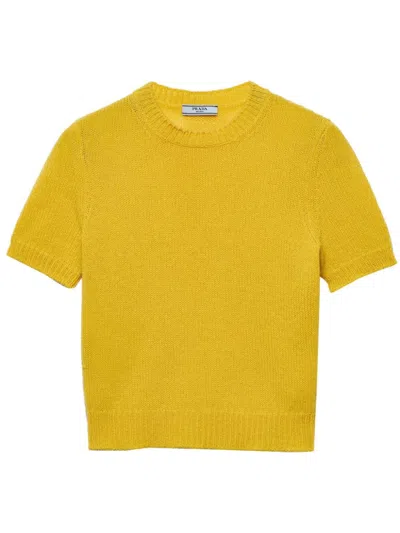 PRADA SHORT-SLEEVE CASHMERE SWEATER