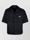 Prada Short Sleeve Collared Jacket Front Pocket In Black