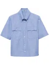 Prada Short-sleeved Button-down Shirt In Blue
