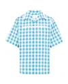 Prada Short-sleeved Cotton Shirt In Blue