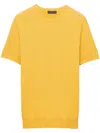 Prada Short-sleeved Cotton Sweater In Yellow