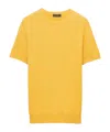 Prada Short-sleeved Cotton Sweater In Yellow