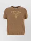 Prada Short Sleeve Crew Neck Ribbed Hem Sweater