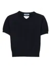 Prada Womens Blue Triangle Cut-out Cashmere Crew Neck Knitted Top In Black