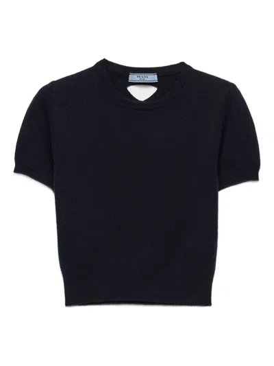 Prada Short-sleeve Crew-neck Sweater In Black