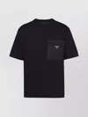Prada Short Sleeve Crew Neck T-shirt With Pocket In Black