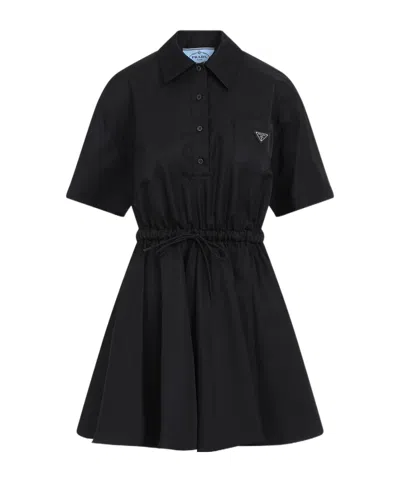 PRADA PRADA RE-NYLON DRAWSTRING MINI DRESS