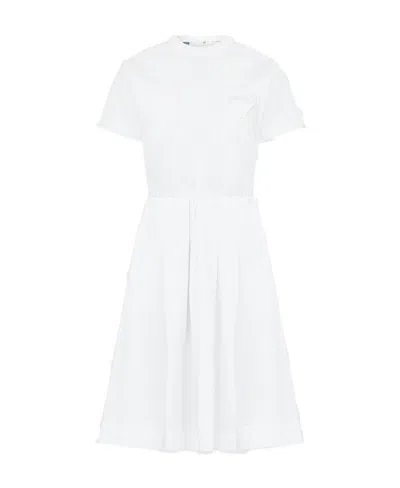 Prada Floral Jacquard Midi Dress In White