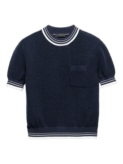 Prada Short-sleeve Knit Top In Blue