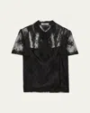 Prada Short-sleeve Lace Blouse In Black