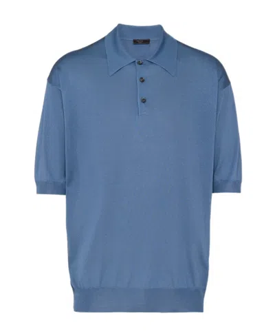 Prada Short-sleeve Polo Shirt In Blue