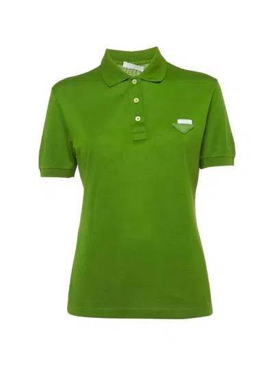 Pre-owned Prada Short-sleeve Polo Top In Green