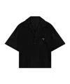 Prada Short Sleeve Collared Jacket Front Pocket In Blue