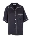 Prada Short-sleeve Silk Shirt In Blue
