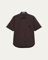 Prada Camicia In Popeline Stretch Marrone  Donna