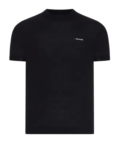 Prada Short Sleeve Sweater In Burgundy