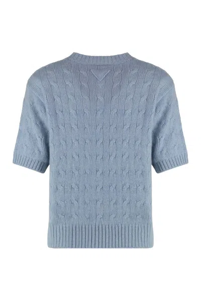 Prada Short Sleeve Sweater In Blue