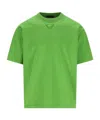 Prada Green Solid Crew Neck T-shirt In Green