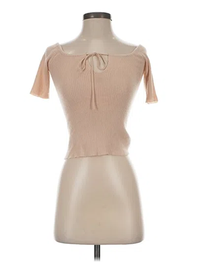 Pre-owned Prada Short Sleeve Top Tan Sweetheart Neckline Tops In Brown