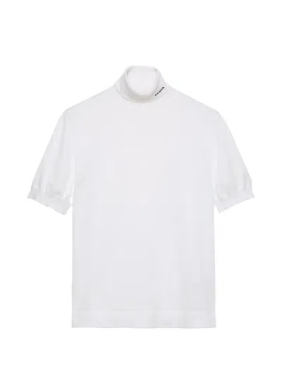 Prada Short-sleeve Turtleneck Sweater In White